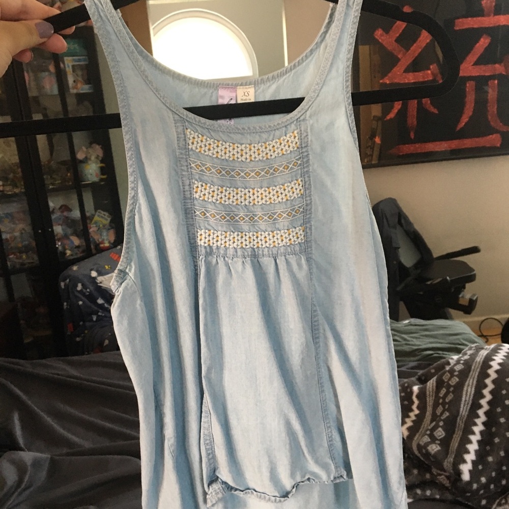 Chambray beaded blouse